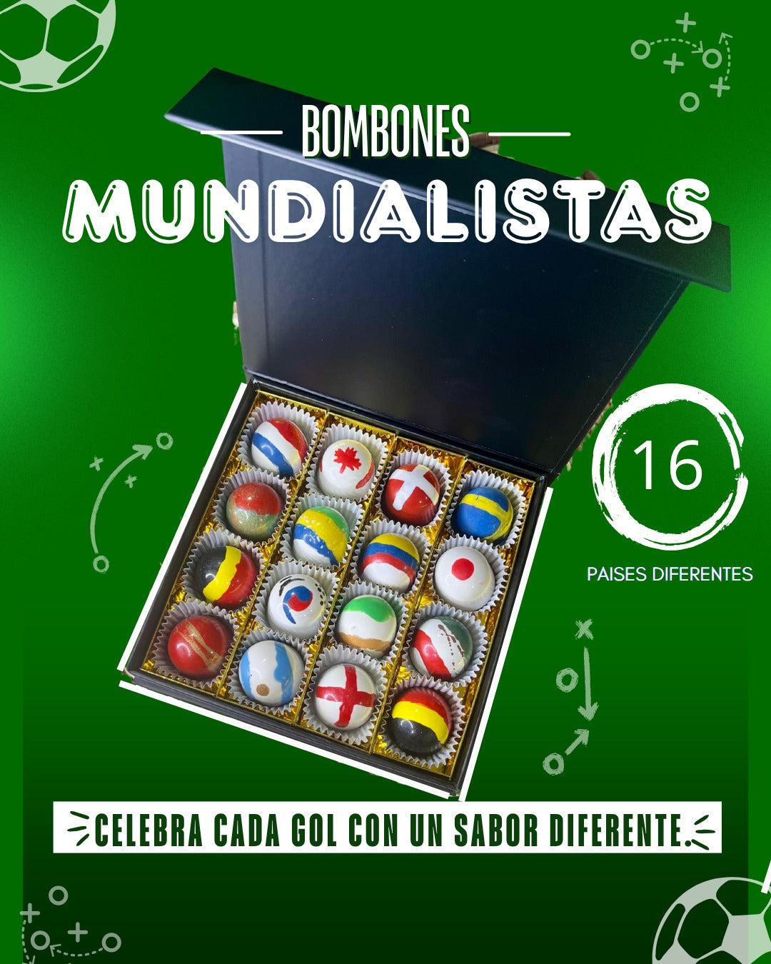 Bombones mundialistas x16 caja premium