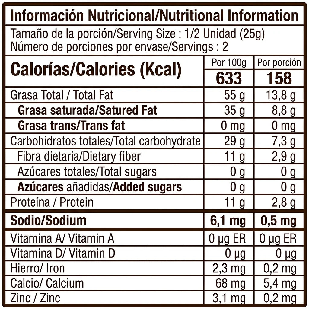 Barra 100% cacao (50g) | Pura, intensa y sin azúcar