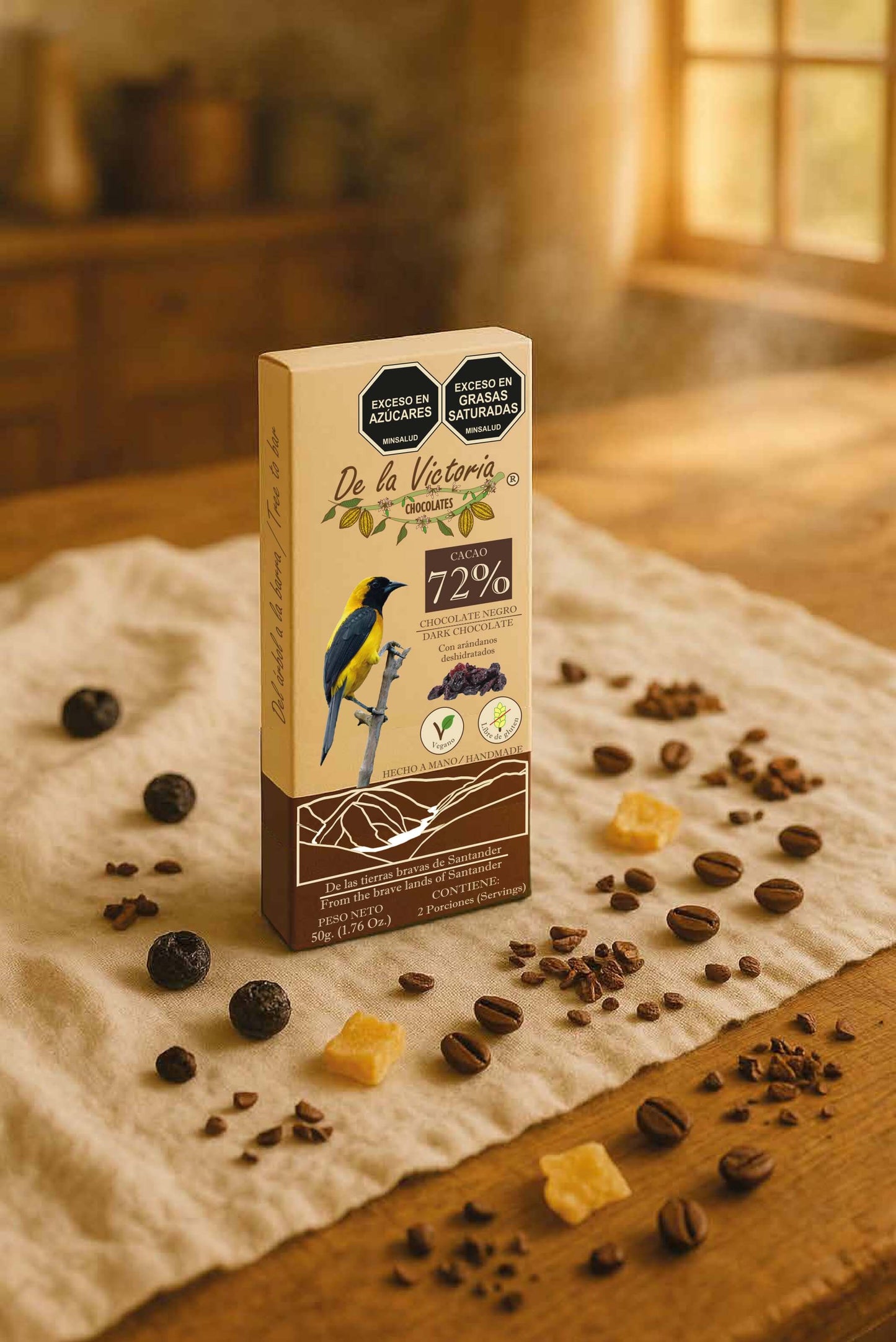 Barras de chocolate 72% cacao.