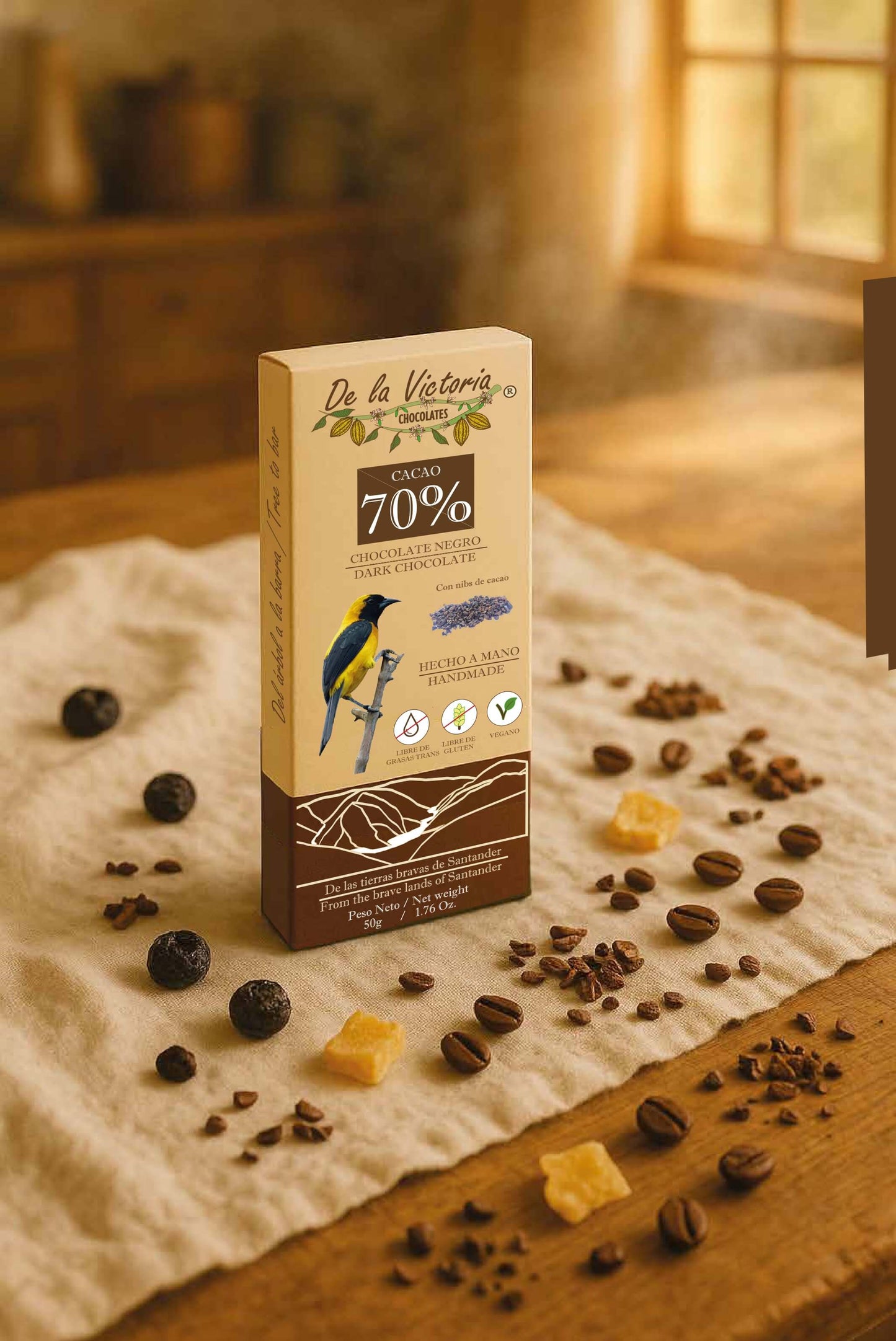Barras de chocolate 72% cacao.