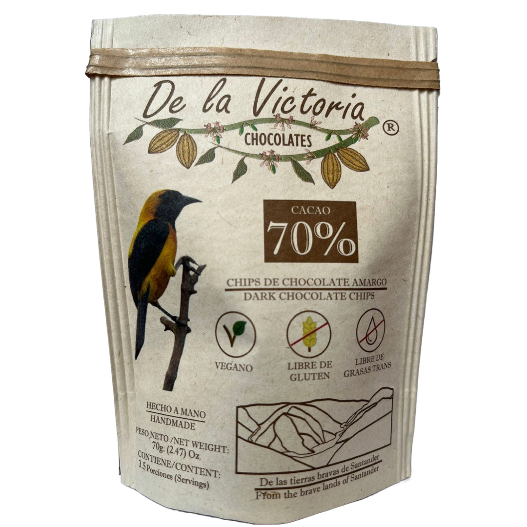 Chips de chocolate 70% cacao.