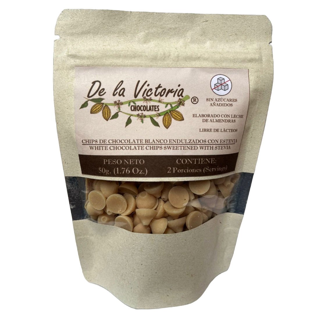 Chips de chocolate blanco vegano con estevia (Leche de almendras)