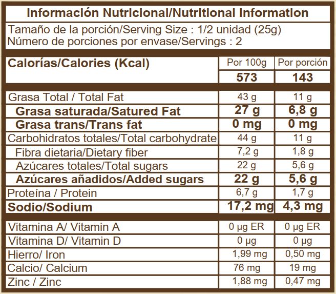 Barras de chocolate 72% cacao.
