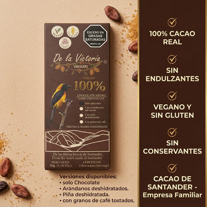 Barra 100% cacao (50g) | Pura, intensa y sin azúcar