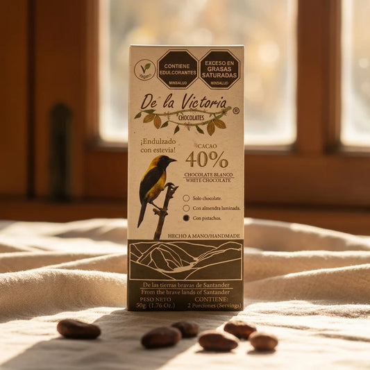 Barra chocolate blanco 40% cacao vegana (50g) | con estevia y bebida de almendras
