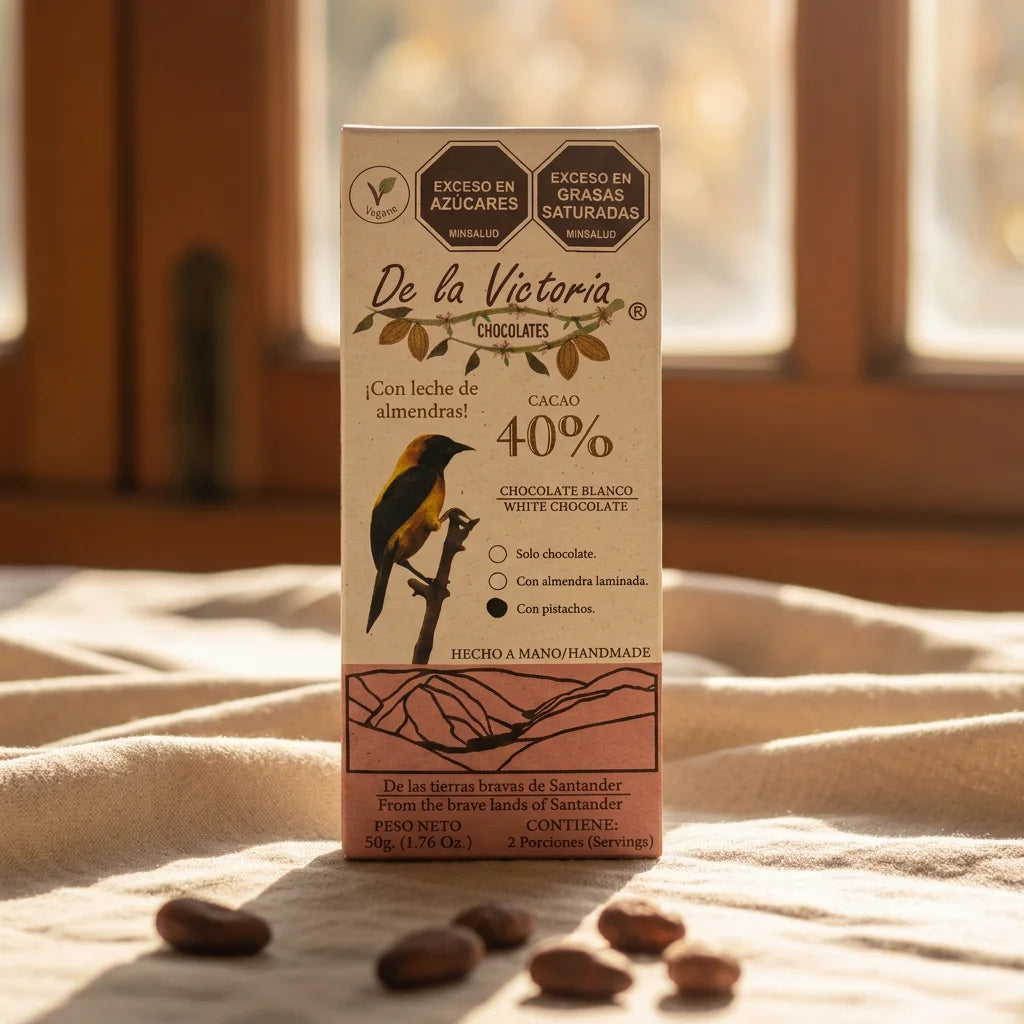 Barra chocolate blanco 40% cacao vegana (50g) |  con panela y bebida de almendras