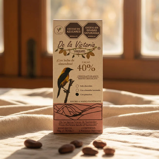 Barra chocolate blanco 40% cacao vegana (50g) |  con panela y bebida de almendras