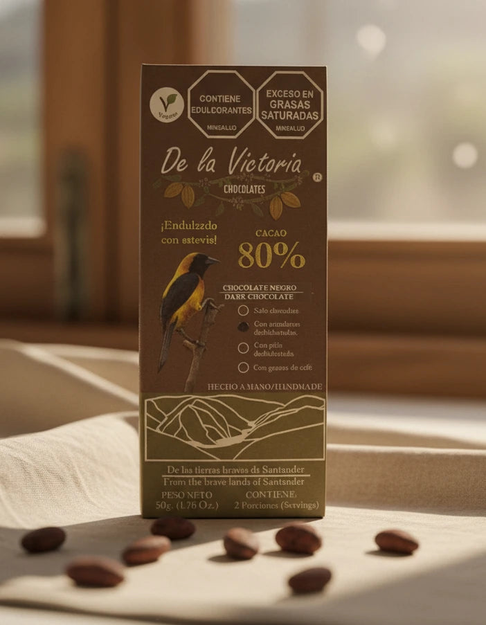 Barra de chocolate al 80% cacao con estevia