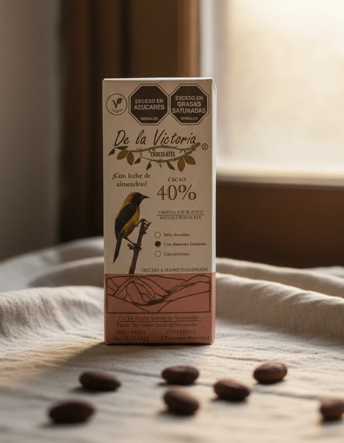 Barra de chocolate blanco al 40% con panela.