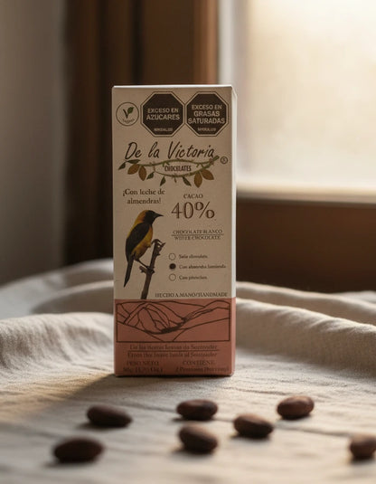 Barra de chocolate blanco al 40% con panela.