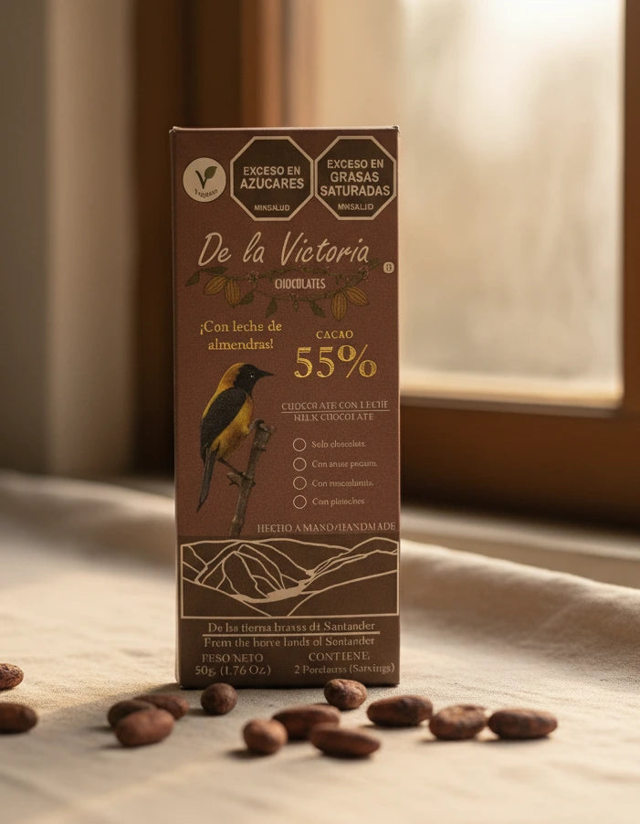 Barra de chocolate con leche vegano al 55% cacao.