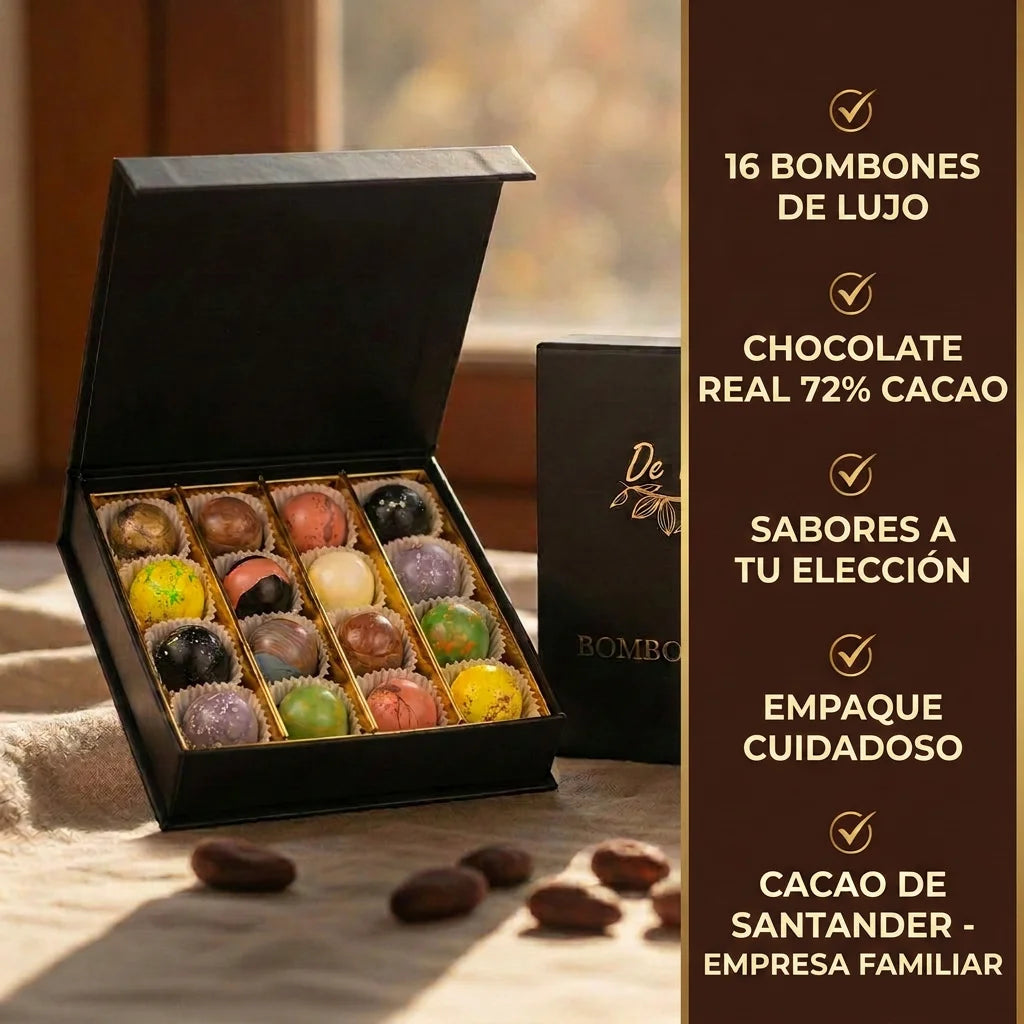Caja dorada x16 bombones de lujo | Sabores a tu elección