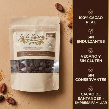 Chips chocolate 100% cacao (60g) | Puros, intensos y sin azúcar