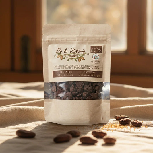Chips chocolate 80% cacao con Estevia (60g) | Dulzor sin azúcar añadida