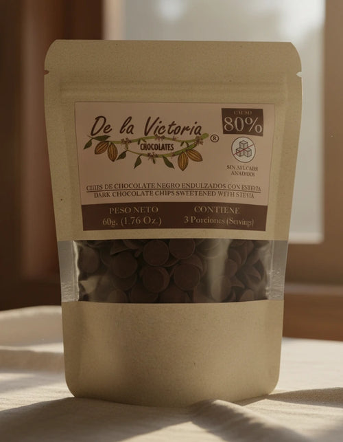 Chips chocolate 80% cacao con Estevia (60g) | Dulzor sin azúcar añadida