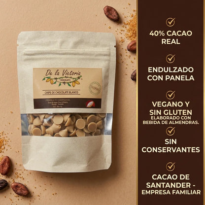 Chips chocolate blanco 40% cacao vegano (50g) |  con panela y bebida de almendras