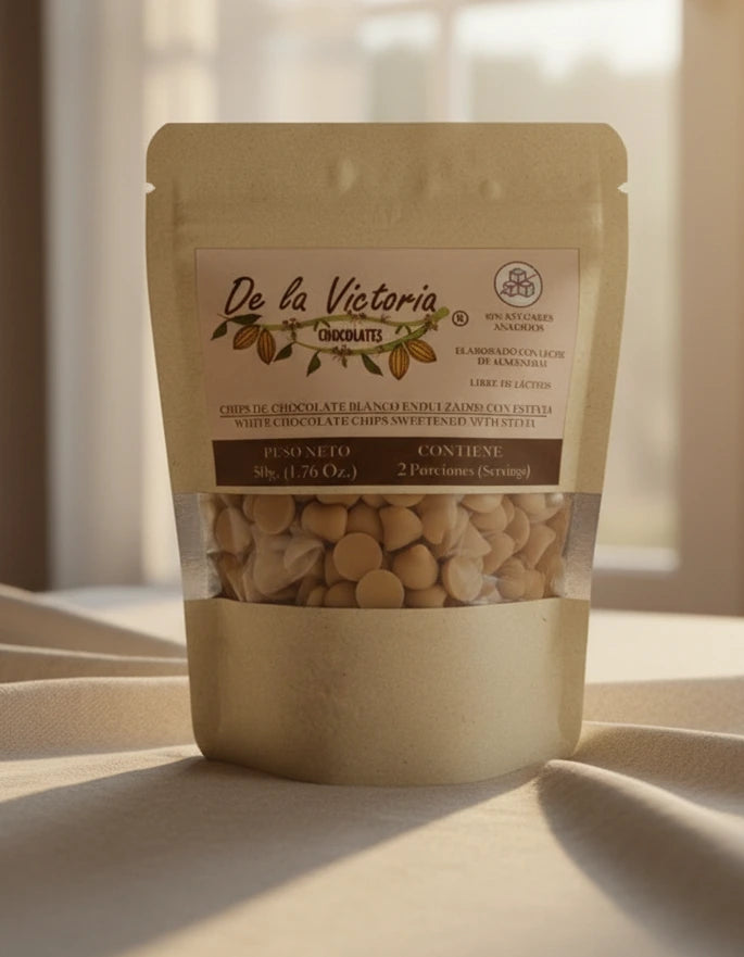 Chips de chocolate blanco vegano con estevia (Leche de almendras)