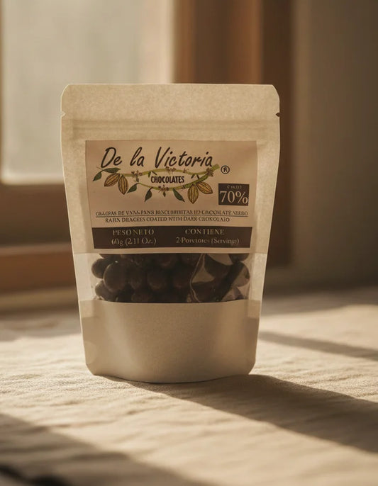 Grageas de uva pasa con chocolate