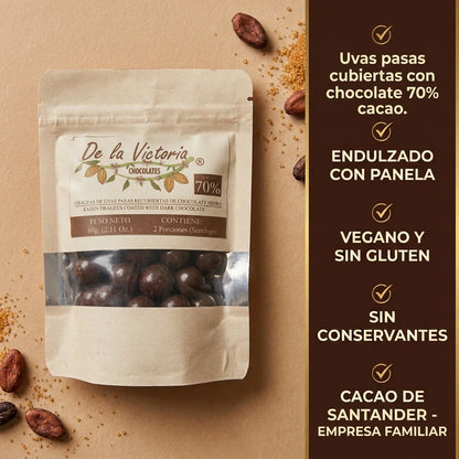 Grageas de uva pasa con chocolate 72% cacao (60g) | Un clásico bien hecho