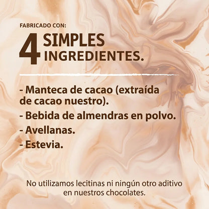 Barra chocolate blanco 40% cacao vegana (50g) | con estevia y bebida de almendras