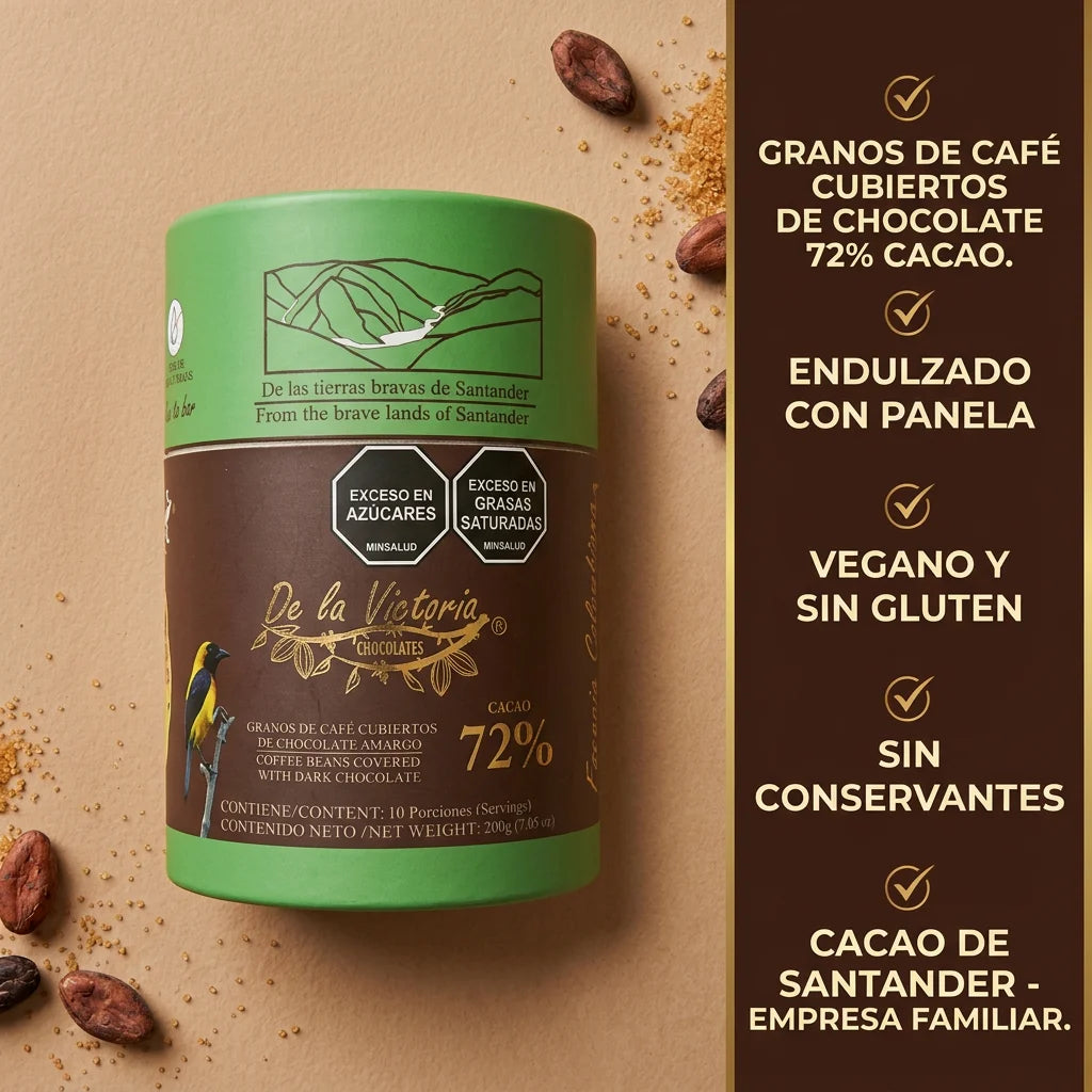 Granos de café con chocolate 72% cacao (200g) | Intensos